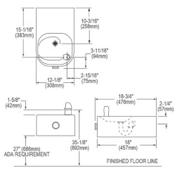 AquaGo 2007 EDFP214C Soft Sides® Single ADA Fountain Non-Filtered Non-Refrigerated Stainless