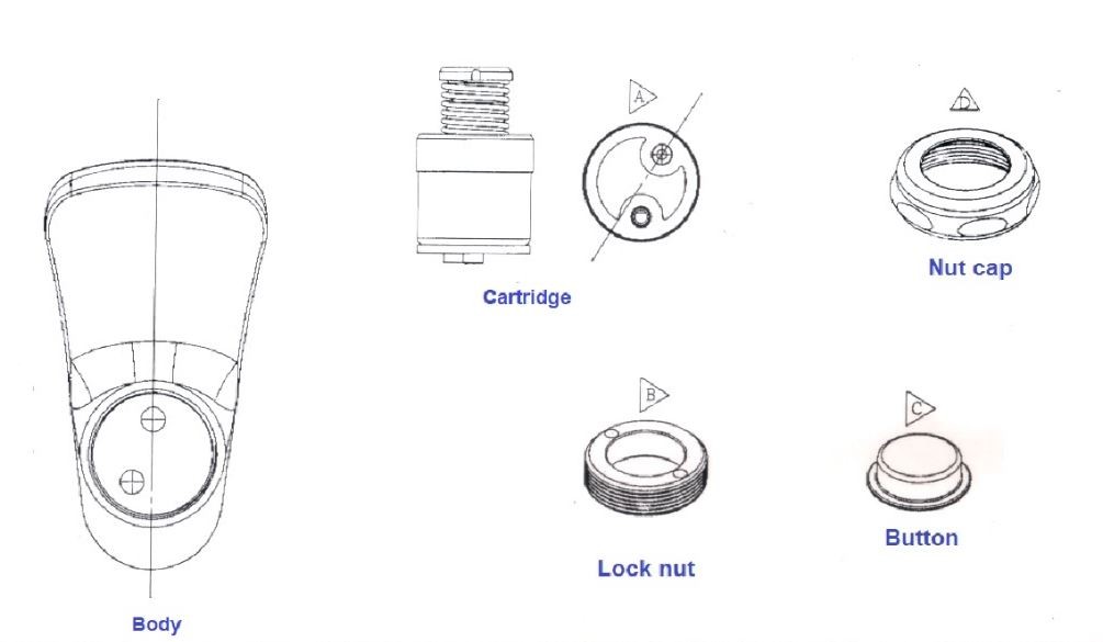 Bubbler, Push Button Type (with S/S Cartridge)