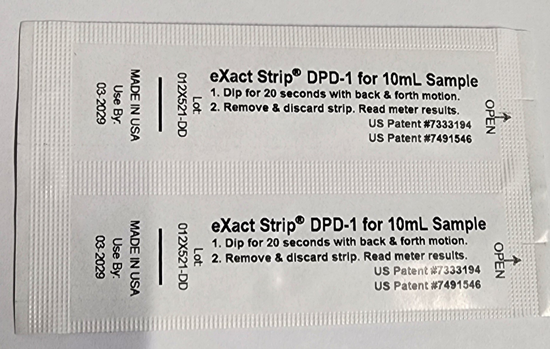 DPD No. 1 (FAC) Chlorine Test Strips for 10ml Sample